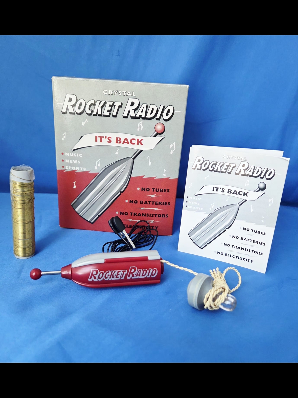 VINTAGE STYLE Crystal Rocket Radio ~ Restoration Hardware Science Toy